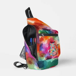 Floral Cat Silhouette Sling Bag