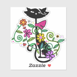 Floral Cat Sticker