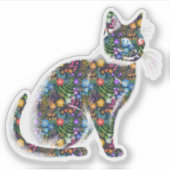 floral cat sticker (Voorkant)
