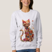 Floral Cat Sweatshirt | Cozy Aesthetic Cat Lover  (Voorkant)