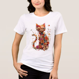 Floral Cat T-Shirt | Cute Aesthetic Cat Lover Tee 