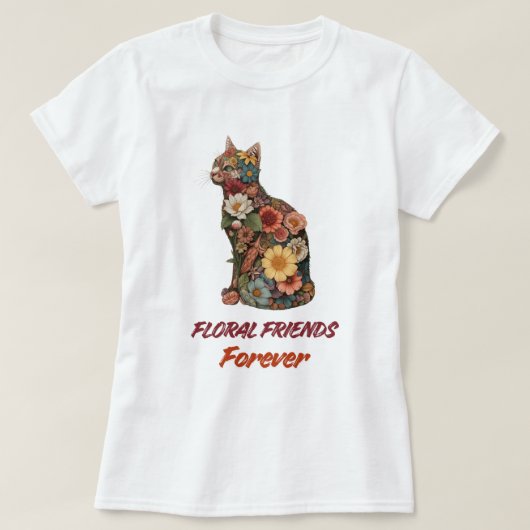 Floral Cat T-Shirt | Cute Flower Kitty Design  (Design voorkant)