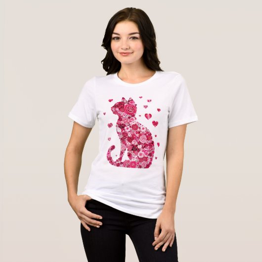 Floral Cat Tri-Blend Shirt (Voorkant volledig)