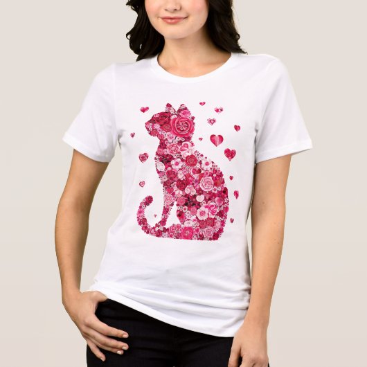 Floral Cat Tri-Blend Shirt (Voorkant)