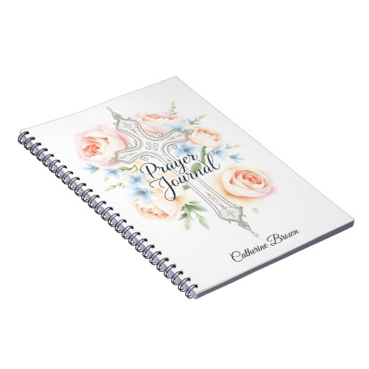 Floral Catholic Cross Script Prayer Journal Notitieboek (Rechterzijde)