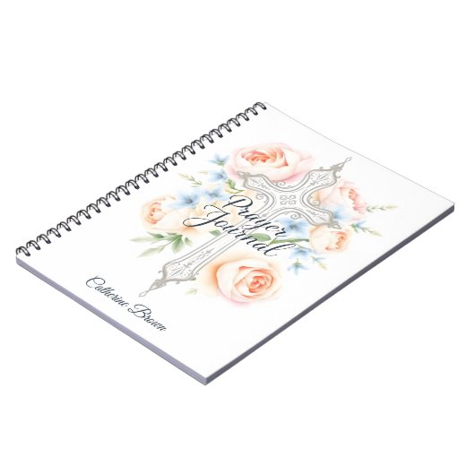 Floral Catholic Cross Script Prayer Journal Notitieboek (Linkerzijde)