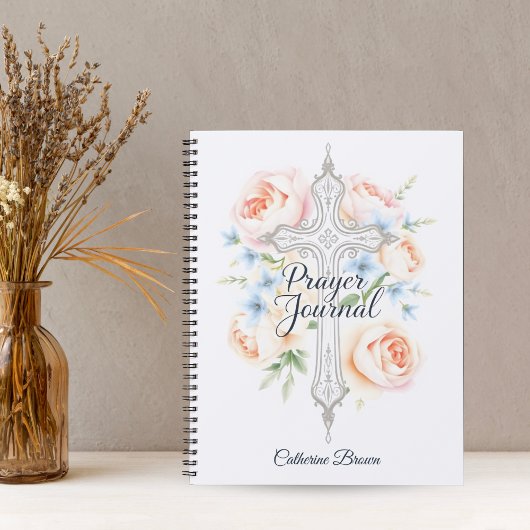 Floral Catholic Cross Script Prayer Journal Notitieboek