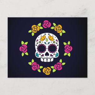 Floral Catrina Skull   Dia De Los Muertos Feestdagenkaart