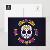 Floral Catrina Skull | Dia De Los Muertos Feestdagenkaart (Voorkant / Achterkant)