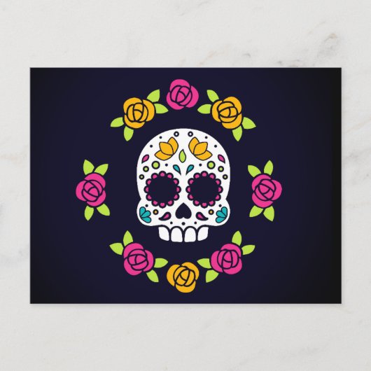 Floral Catrina Skull | Dia De Los Muertos Feestdagenkaart (Voorkant)