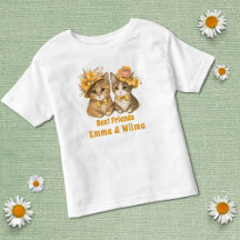 Floral Cats Beste vrienden Geel Whimsical Cute