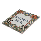 Floral Cats Custom House Name Bord Teken Plaque Tegeltje (Zijkant)