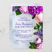 Floral Celebration Custom 80ste Verjaardag Party Kaart (Voorkant / Achterkant)