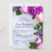 Floral Celebration Custom 80ste Verjaardag Party Kaart (Voorkant)