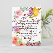 Floral Celebration Invitation Kaart – levendige tu (Staand voorkant)