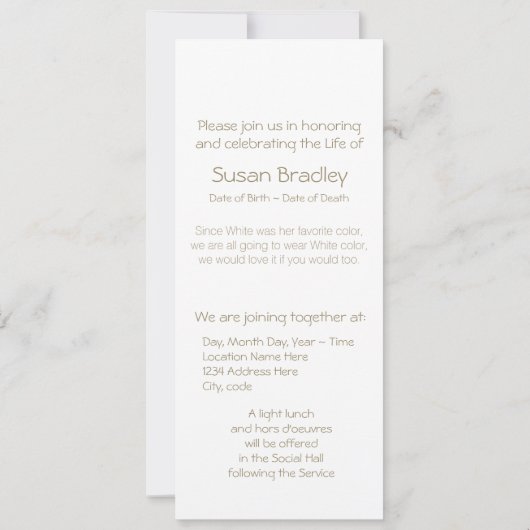 Floral Celebration of Life 2 Uitnodiging (Achterkant)