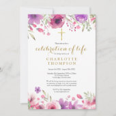 Floral Celebration of Life Christelijk Funeral Kaart (Voorkant)