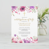 Floral Celebration of Life Christelijk Funeral Pho Kaart (Staand voorkant)