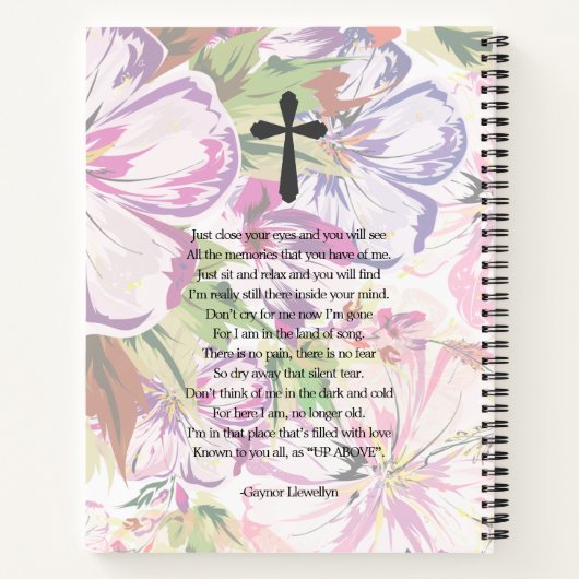 Floral Celebration of Life Funeral Guest Book Notitieboek (Achterkant)