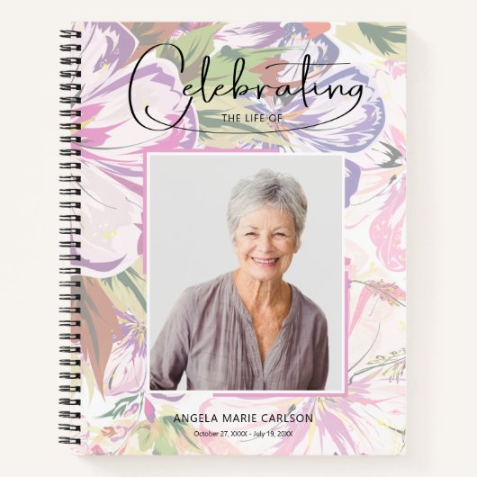 Floral Celebration of Life Funeral Guest Book Notitieboek (Voorkant)
