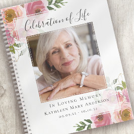 Floral Celebration of Life Funeral Guest Book Notitieboek