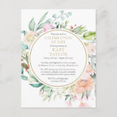 Floral Celebration of Life Funeral Invitation Aankondigingskaart (Voorkant)