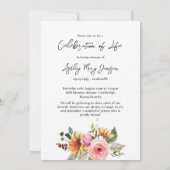 Floral Celebration of Life Photo Funeral Kaart (Achterkant)