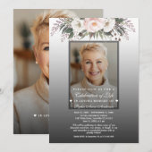 Floral Celebration of Life Photo Funeral Memorial Kaart (Voorkant / Achterkant)