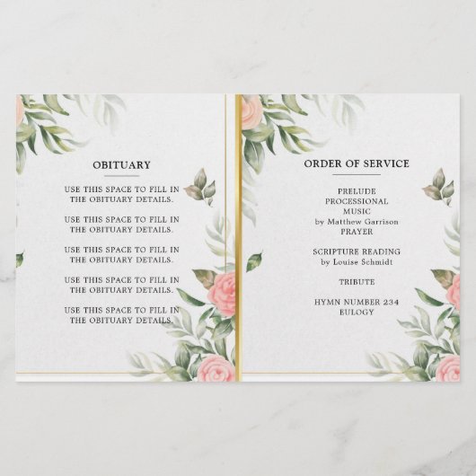 Floral Celebration of Life Programme (Achterkant)