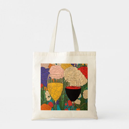 Floral Celebration Wijnglazen - Proost op kleuren Tote Bag (Achterkant)