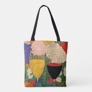 Floral Celebration Wijnglazen - Proost op kleuren Tote Bag
