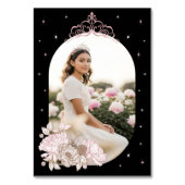 Floral Celestial Moon Star Tiara Quinceanera Foto Kaart (Achterkant)