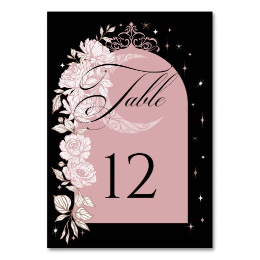 Floral Celestial Moon Star Tiara Quinceanera Foto Kaart (Voorkant)