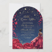 Floral Celestial Princess Elegant Quinceanera Kaart (Voorkant)