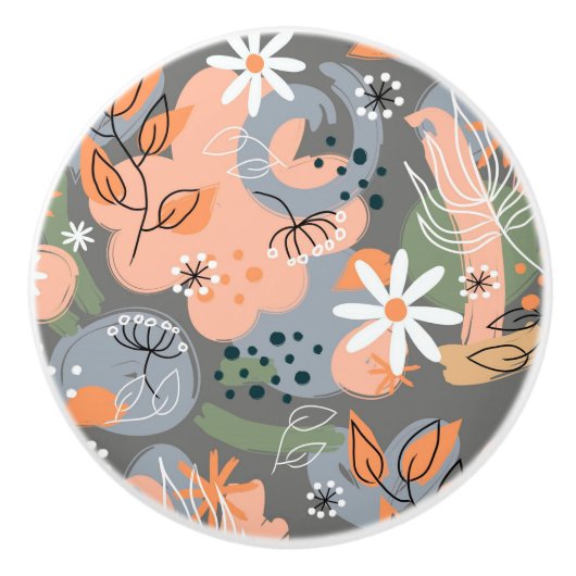 Floral Ceramic Knob. Keramische Knop (Voorkant)