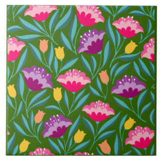 Floral Ceramic Tile Tegeltje