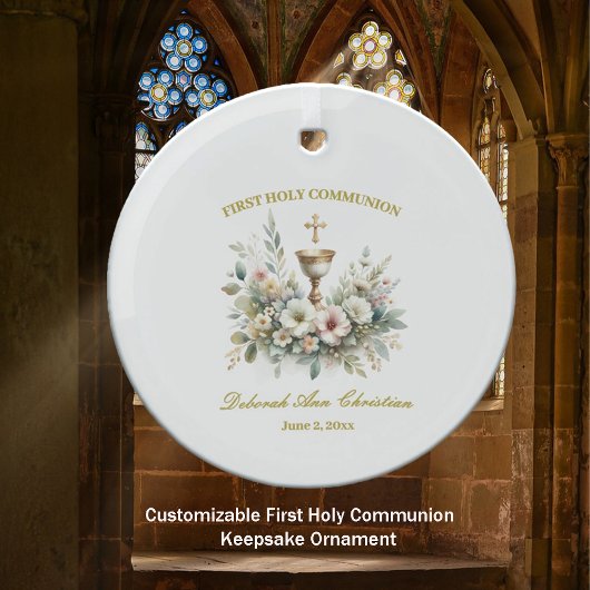 Floral Chalace Eerste Communie Ketting Glas Ornament