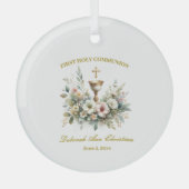 Floral Chalace Eerste Communie Ketting Glas Ornament (Voorkant)