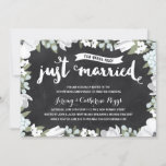 Floral Chalkboard | 10e Jubileum voor bruiloft Kaart<br><div class="desc">Deze elegante,  moderne 10e huwelijkstrouwdag-uitnodiging kenmerkt prachtige borstelscriptkalligrafie,  mooie blauwe en witte bloemen,  typografie die "Net getrouwd (tien jaar geleden!)" en een rustige krijtbordachtergrond.</div>