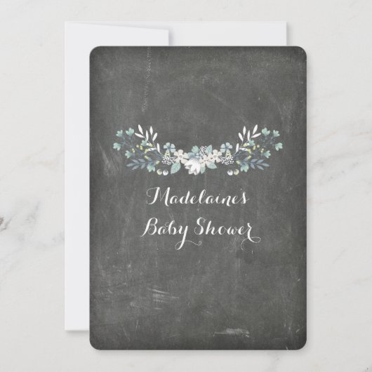  Floral Chalkboard Baby Shower Invitaties Kaart (Voorkant)