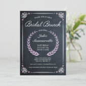 Floral Chalkboard Bridal Brunch Invitations Pink Kaart (Staand voorkant)