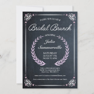 Floral Chalkboard Bridal Brunch Invitations Pink Kaart