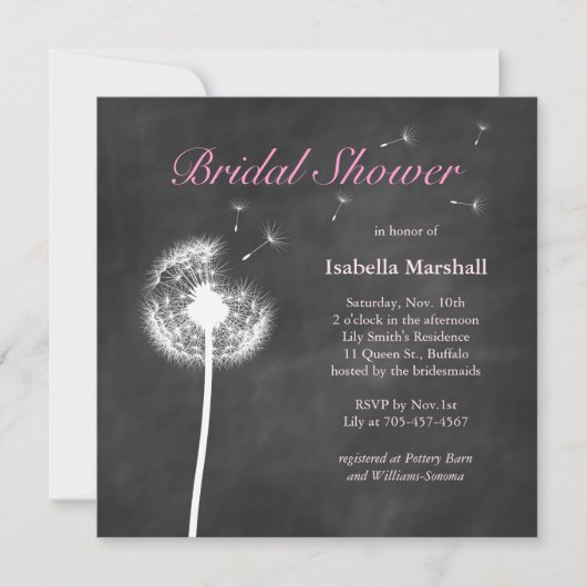 Floral Chalkboard Bridal Shower Invitation 2 Kaart (Voorkant)