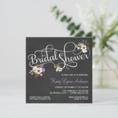 Floral Chalkboard Bridal Shower Invitations Kaart (Staand voorkant)