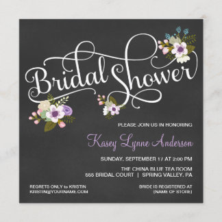 Floral Chalkboard Bridal Shower Invitations Kaart