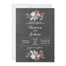  Floral Chalkboard bruiloft uitnodigingen