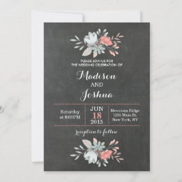 Floral Chalkboard bruiloft uitnodigingen