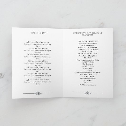 Floral Chalkboard Celebration of Life Programma (Binnen)