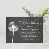 Floral Chalkboard Couple's Shower Invite (geel) Kaart (Staand voorkant)