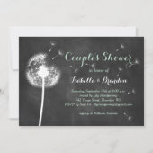 Floral Chalkboard Couple's Shower Invite (munt) Kaart (Voorkant)